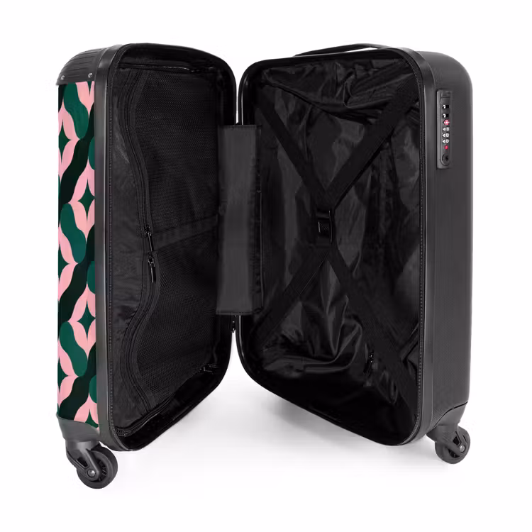Suitcase - Green - Pink - Retro - Stars — 3