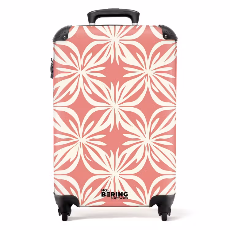 Suitcase - Pink - Floral motif - White - Modern — 1