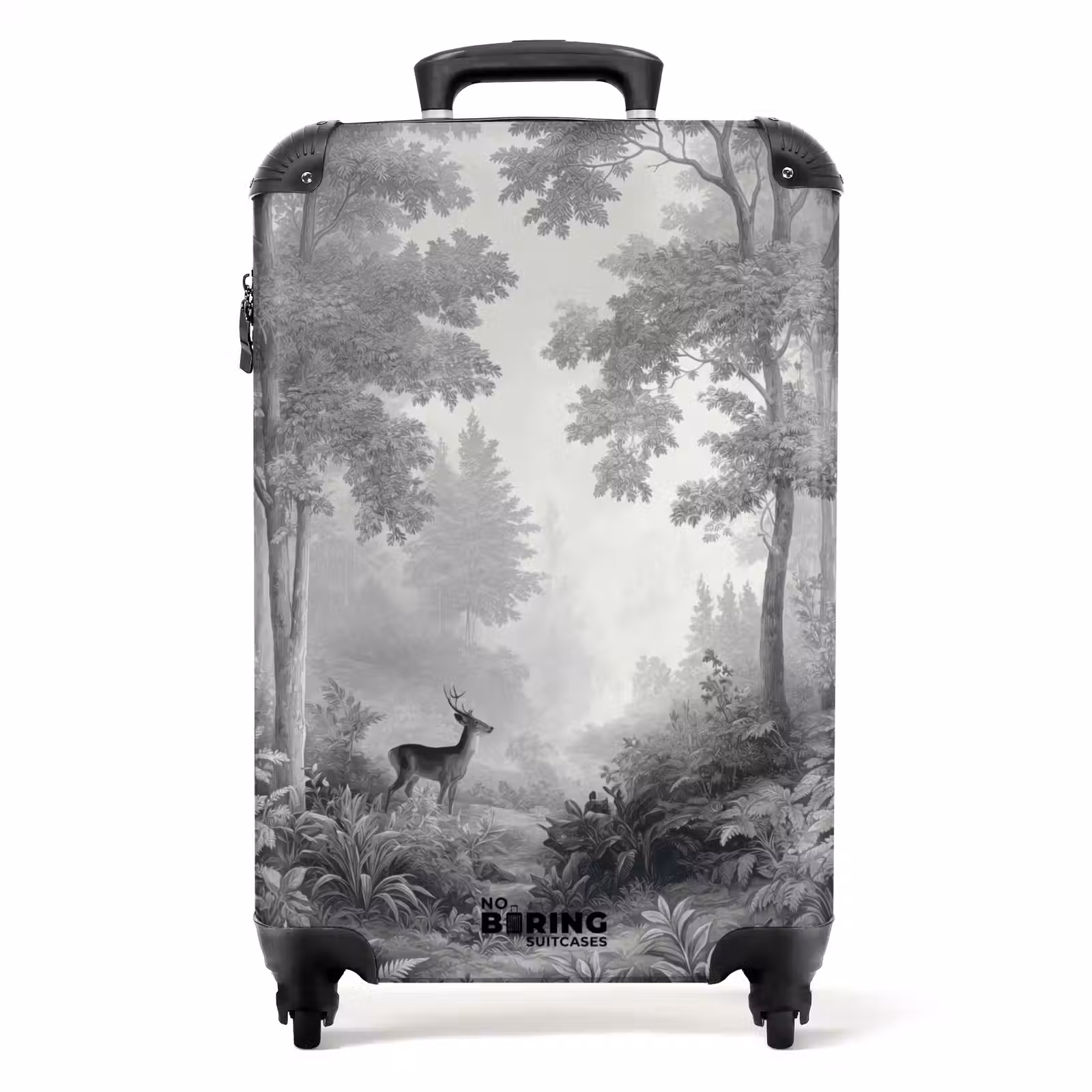 Suitcase - Forest - Deer - Black - White — 1