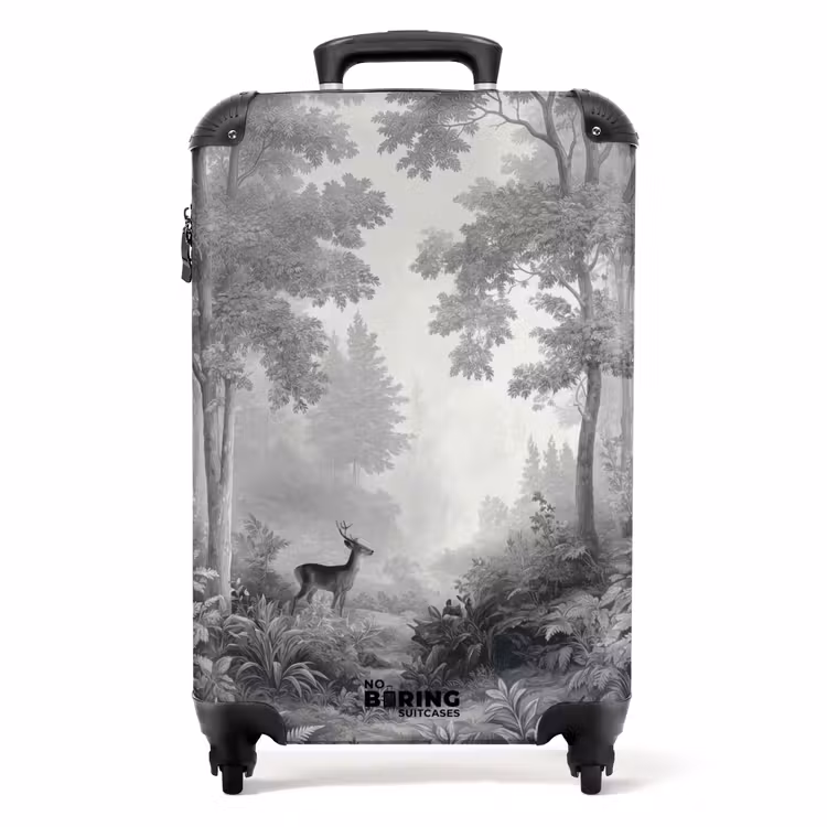 Suitcase - Forest - Deer - Black - White — 1