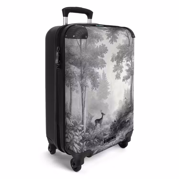 Suitcase - Forest - Deer - Black - White — 4