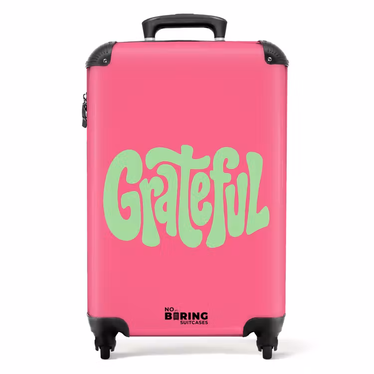 Suitcase - Grateful - Green - Graphic - Flowing — 1