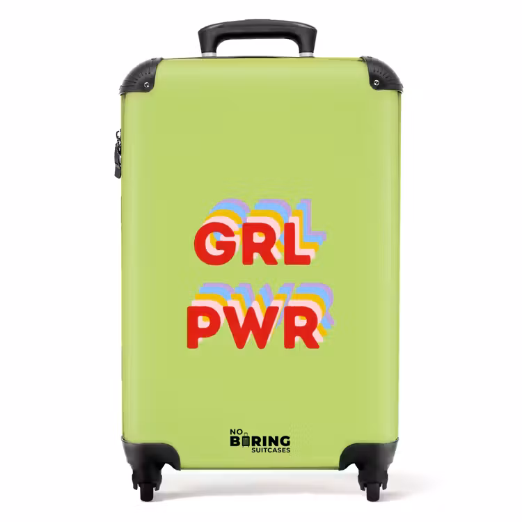 Suitcase - Grl pwr - Green - Red - 3D — 1