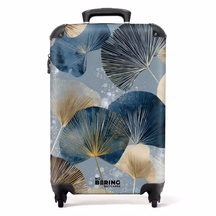 Suitcase - Leaves - Abstract - Gold - Blue — 1