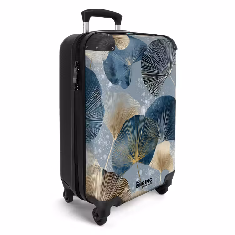 Suitcase - Leaves - Abstract - Gold - Blue — 4