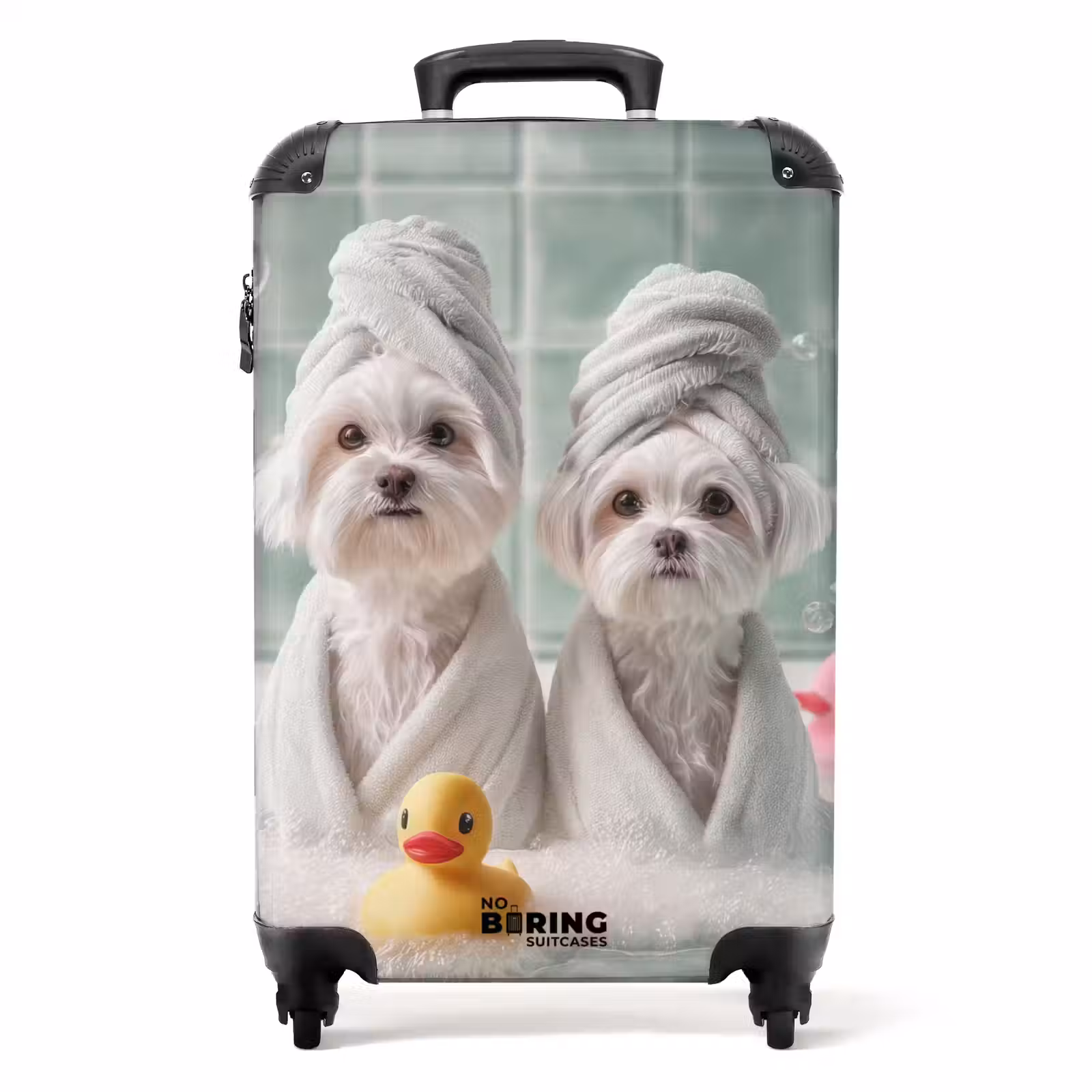 Suitcase - Dogs - Bathtub - Bath ducks - Towels — 1