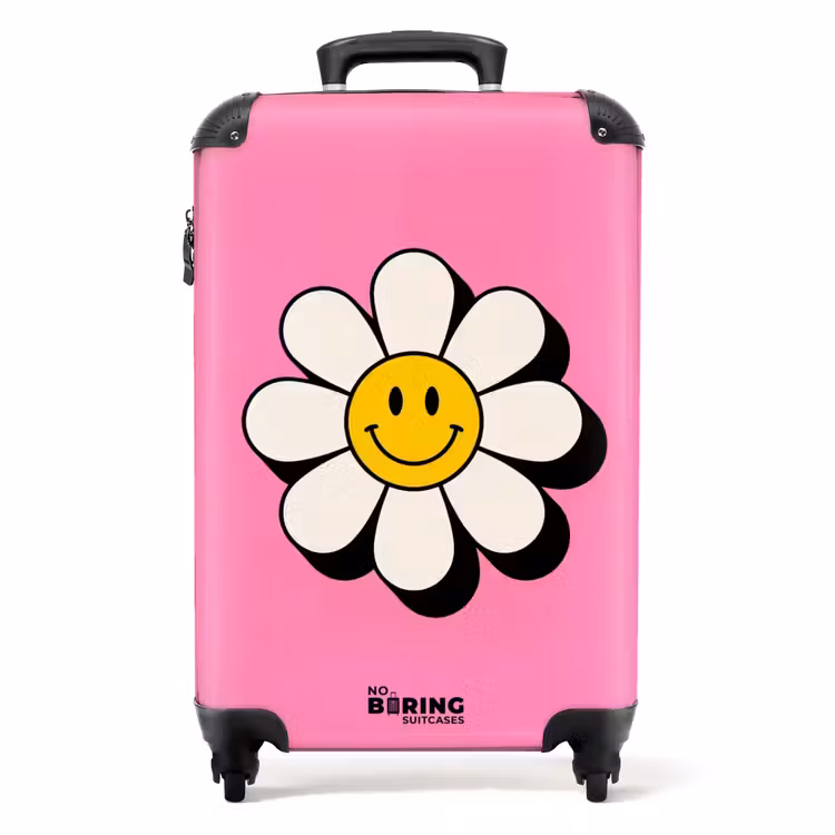 Suitcase - Smiley - Flower - Pink — 1