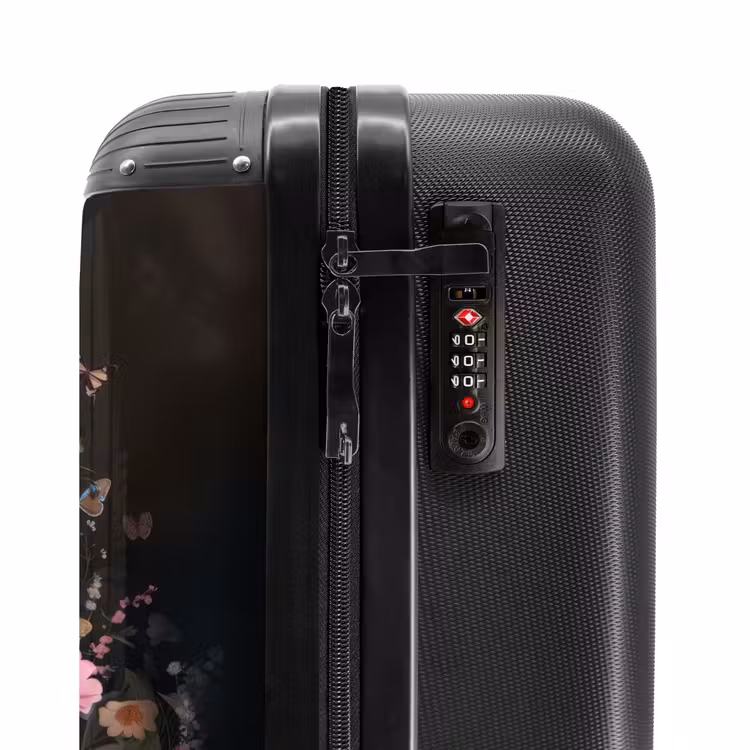 Suitcase - Black horse with white blaze and colorful flowers — 6