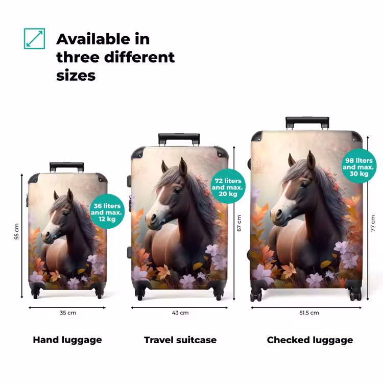 Suitcase - Suitcase - Horse - Flowers - Nature - Purple - Animals — 3