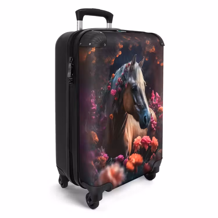 Suitcase - Suitcase - Horse - Flowers - Purple - Orange - Animals — 2