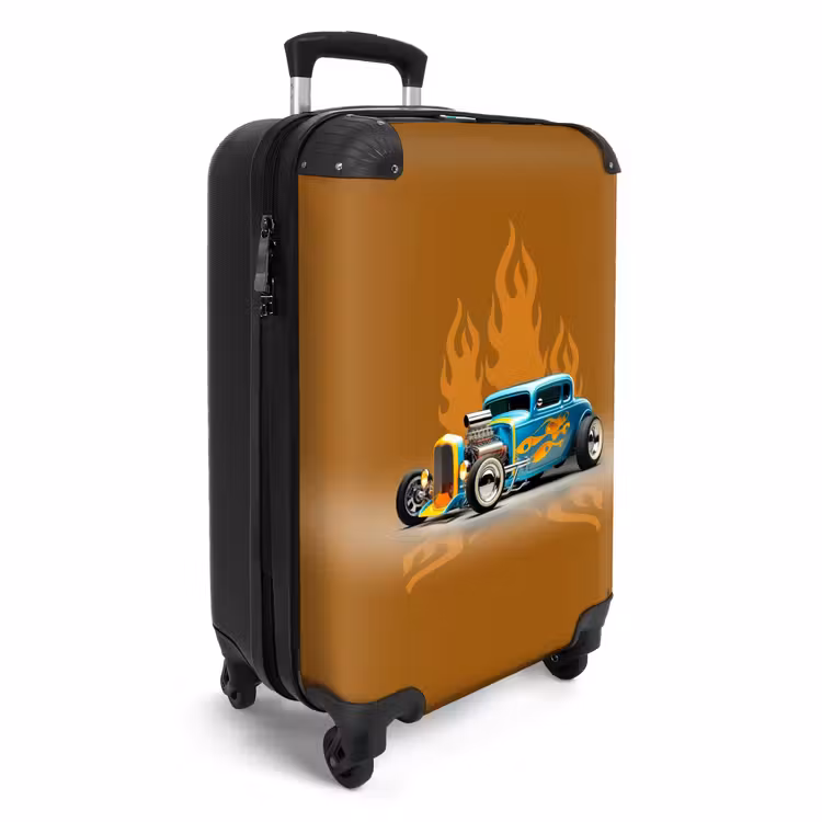 Suitcase - Blue car with yellow flames — 4