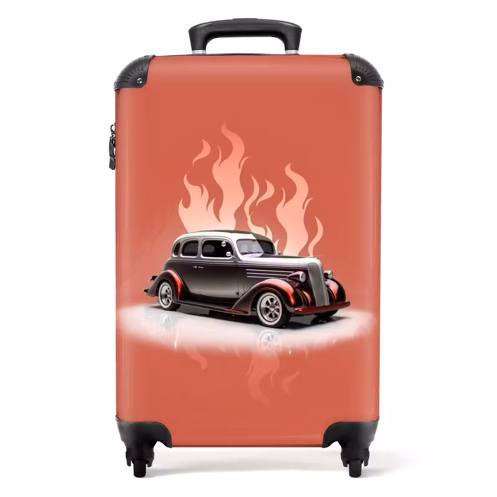 Suitcase - Gray car with pink flames — 1
