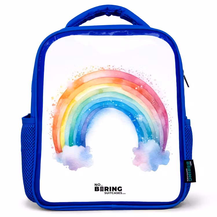 Kids backpack - Blue - Watercolor rainbow — 1