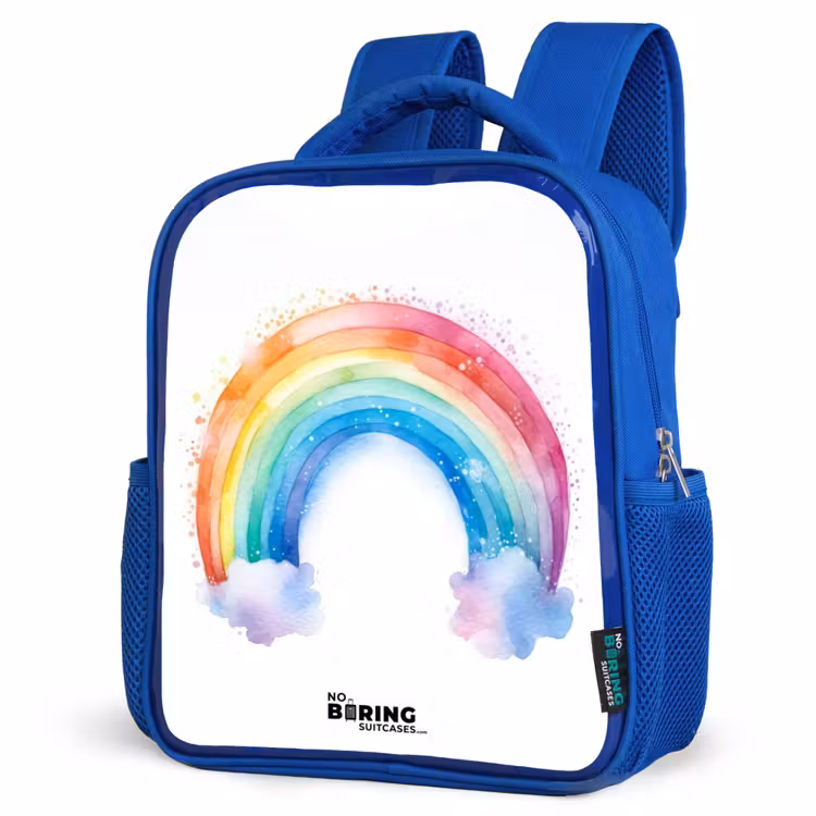 Kids backpack - Blue - Watercolor rainbow — 3