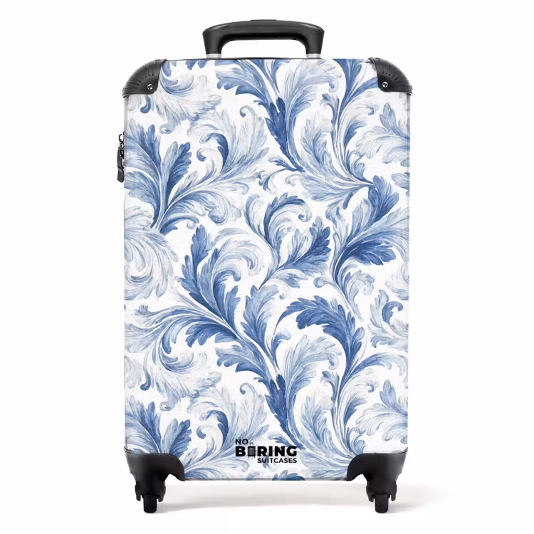 Suitcase - Baroque leaves pattern blue — 1