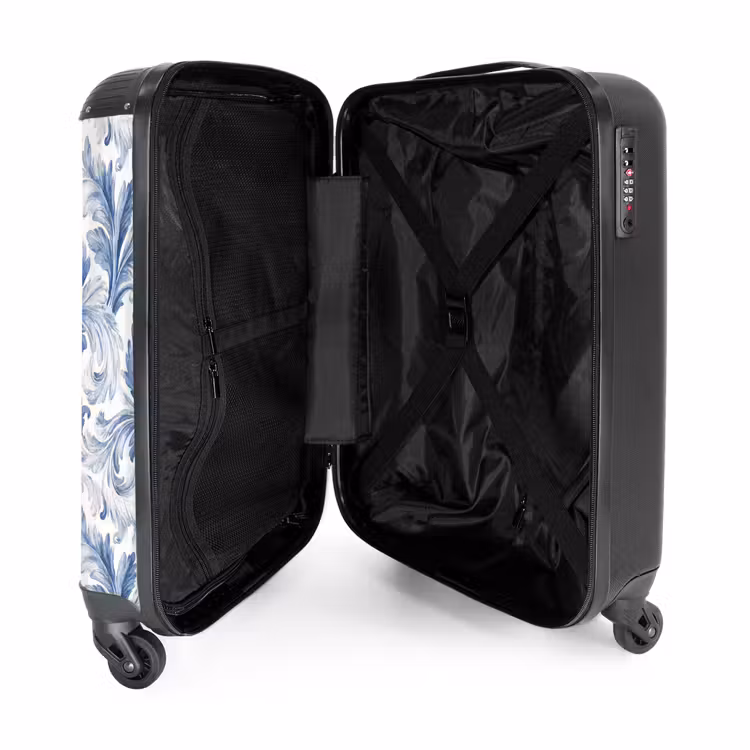 Suitcase - Baroque leaves pattern blue — 3