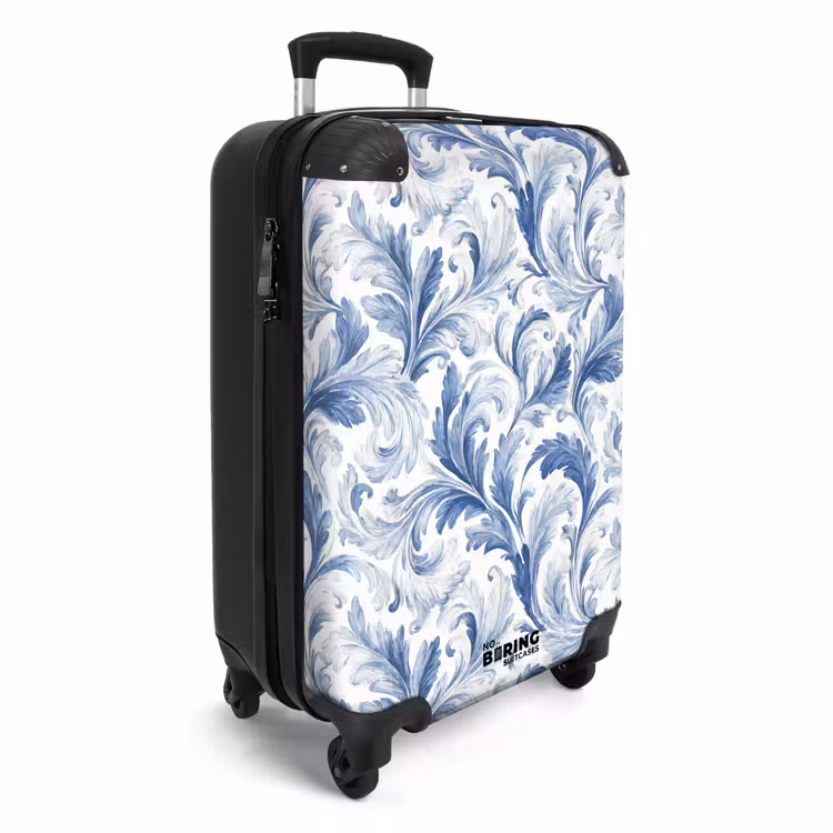 Suitcase - Baroque leaves pattern blue — 4