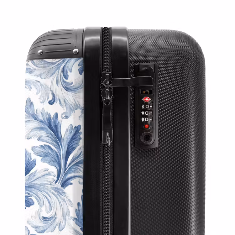 Suitcase - Baroque leaves pattern blue — 5