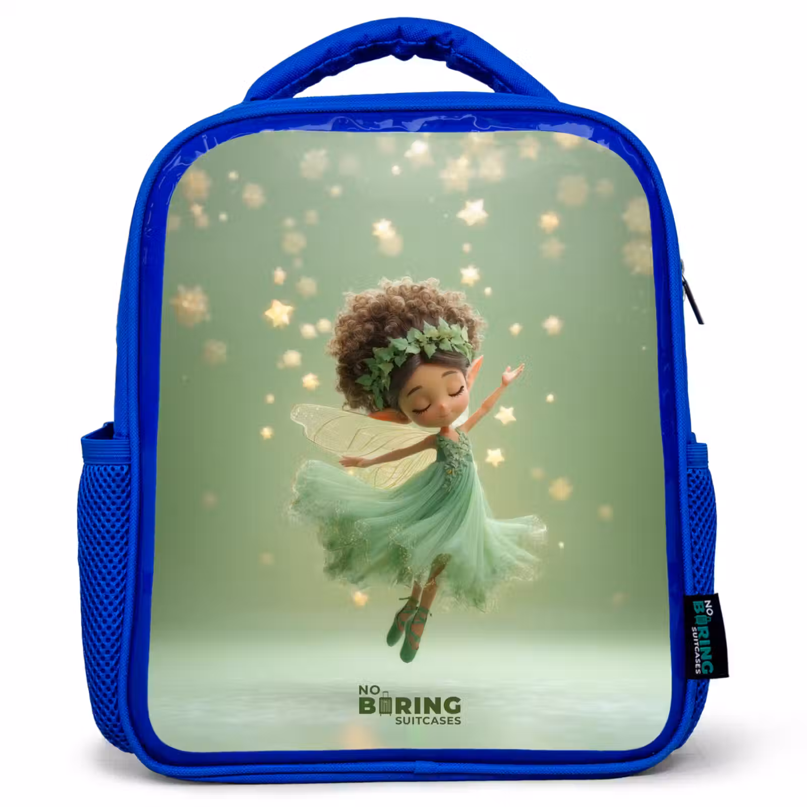 Kids backpack with name - Blue - Dancing fairy in green light — 1