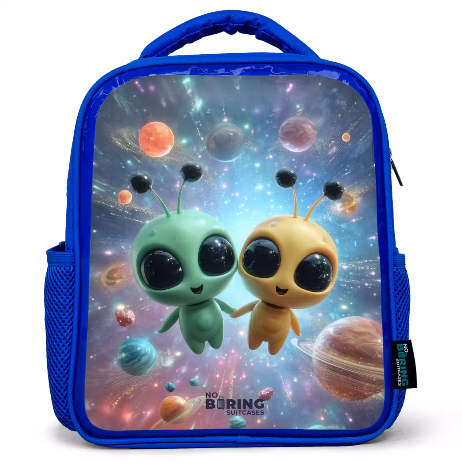 Kids backpack with name - Blue - Merry alien friends — 1