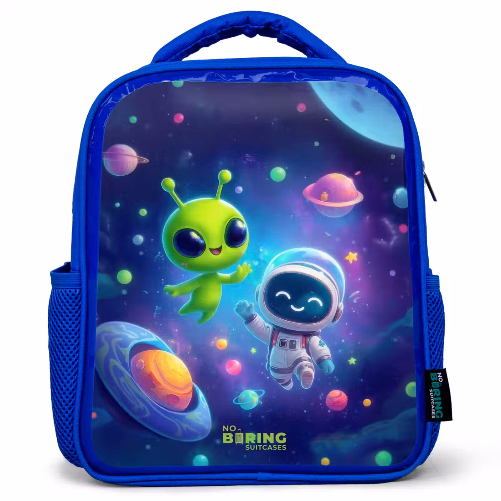 Kids backpack with name - Blue - Merry Meeting in Space — 1
