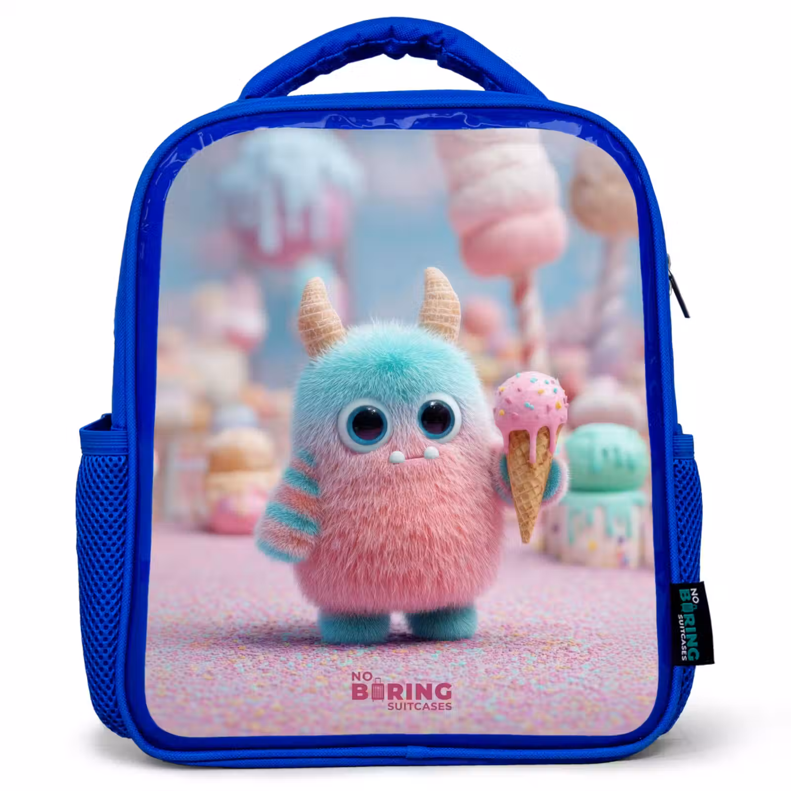 Kids backpack with name - Blue - Sweet Monster Candy Adventure — 1