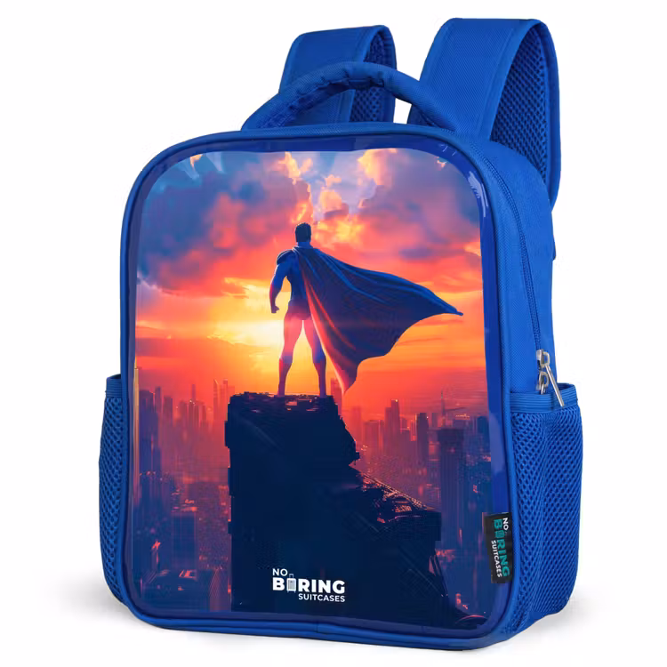 Kids backpack - Blue - Skyscraper superhero — 3