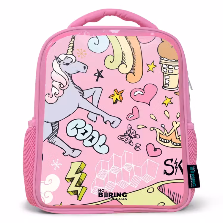 Kids backpack - Pink - Unicorn doodles — 1