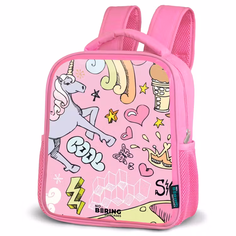 Kids backpack - Pink - Unicorn doodles — 4