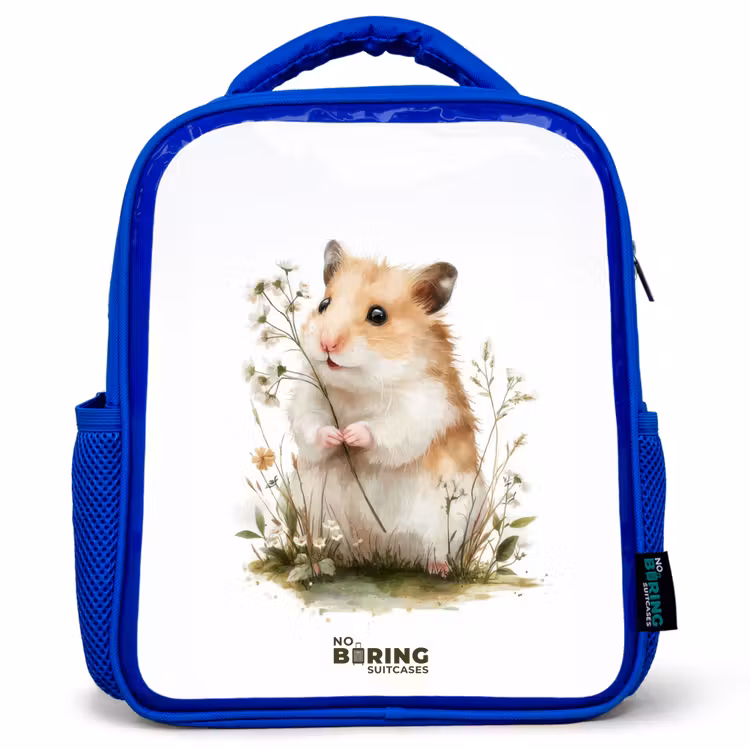 Kids backpack with name - Blue - Animal - Nature - Hamster — 1