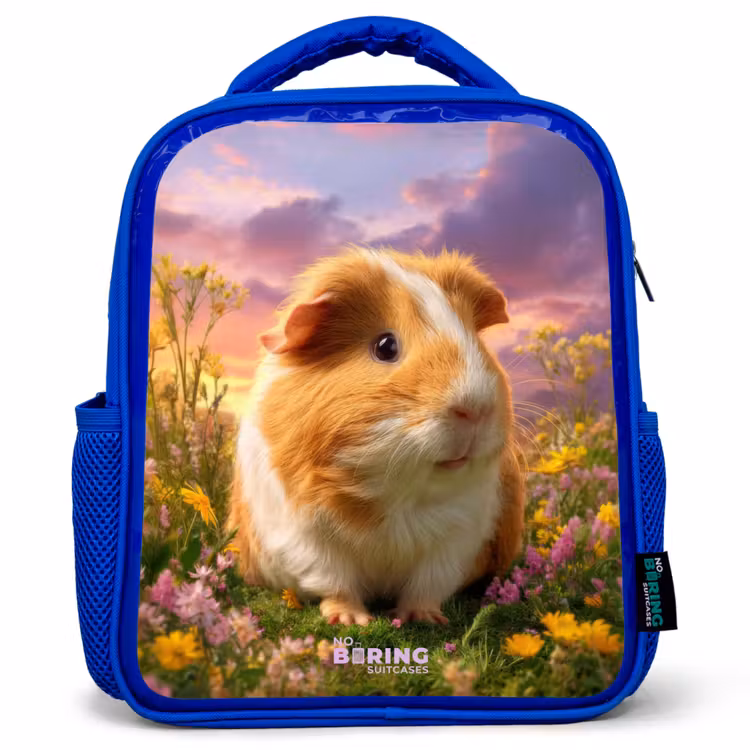 Kids backpack with name - Blue - Guinea pig - Nature - Animal — 1