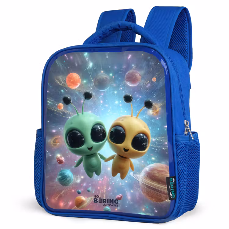 Kids backpack with name - Blue - Merry alien friends — 3