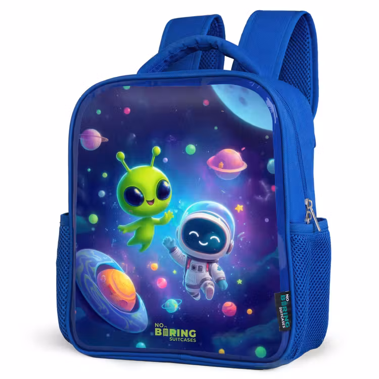 Kids backpack with name - Blue - Merry Meeting in Space — 3