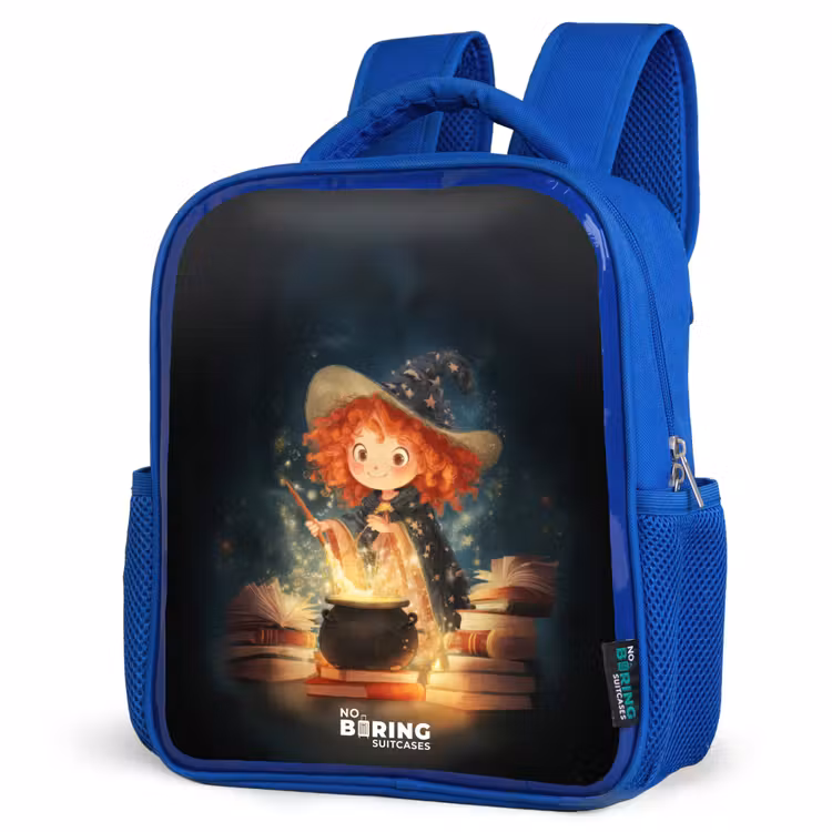Kids backpack with name - Blue - Witch with Sparkling Magic Potion — 3