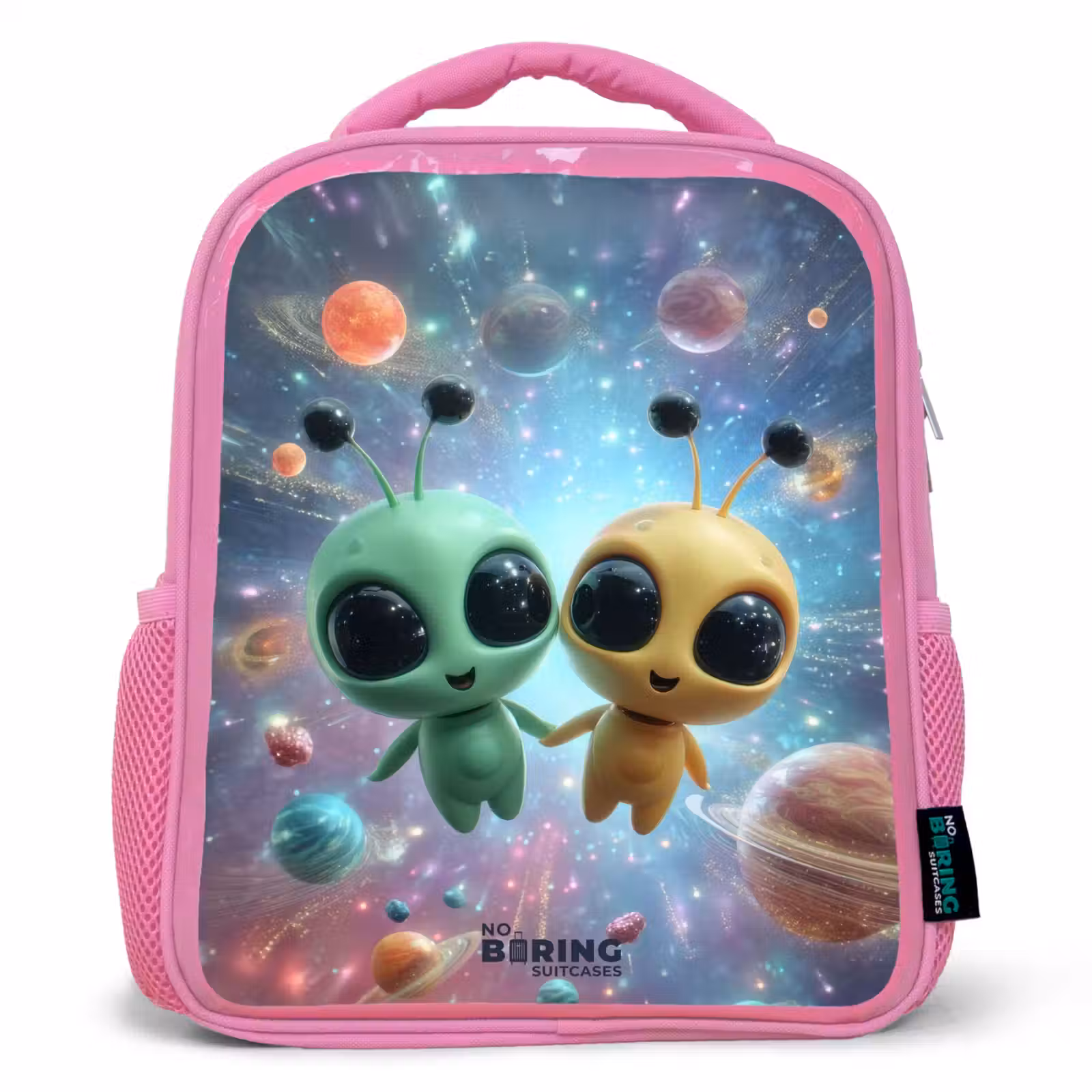 Kids backpack with name - Pink - Merry alien friends — 1