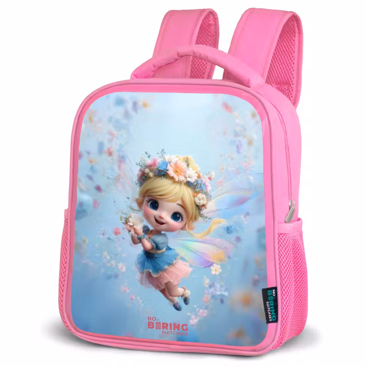 Kids backpack with name - Pink - Butterfly Fairy in Flower Air — 4