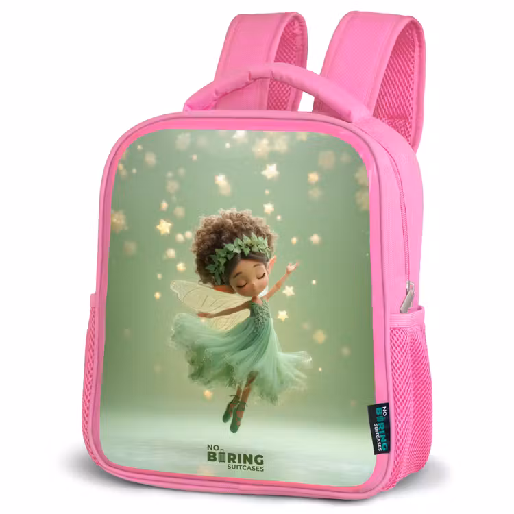 Kids backpack with name - Pink - Dancing fairy in green light — 4