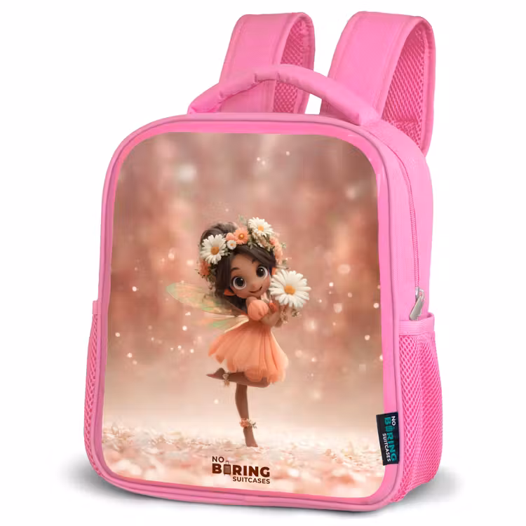 Kids backpack with name - Pink - Fairy with daisies — 4