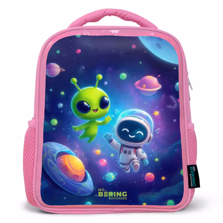 Kids backpack with name - Pink - Merry Meeting in Space — 1