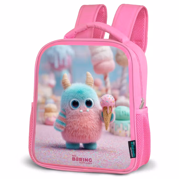 Kids backpack with name - Pink - Sweet Monster Candy Adventure — 4