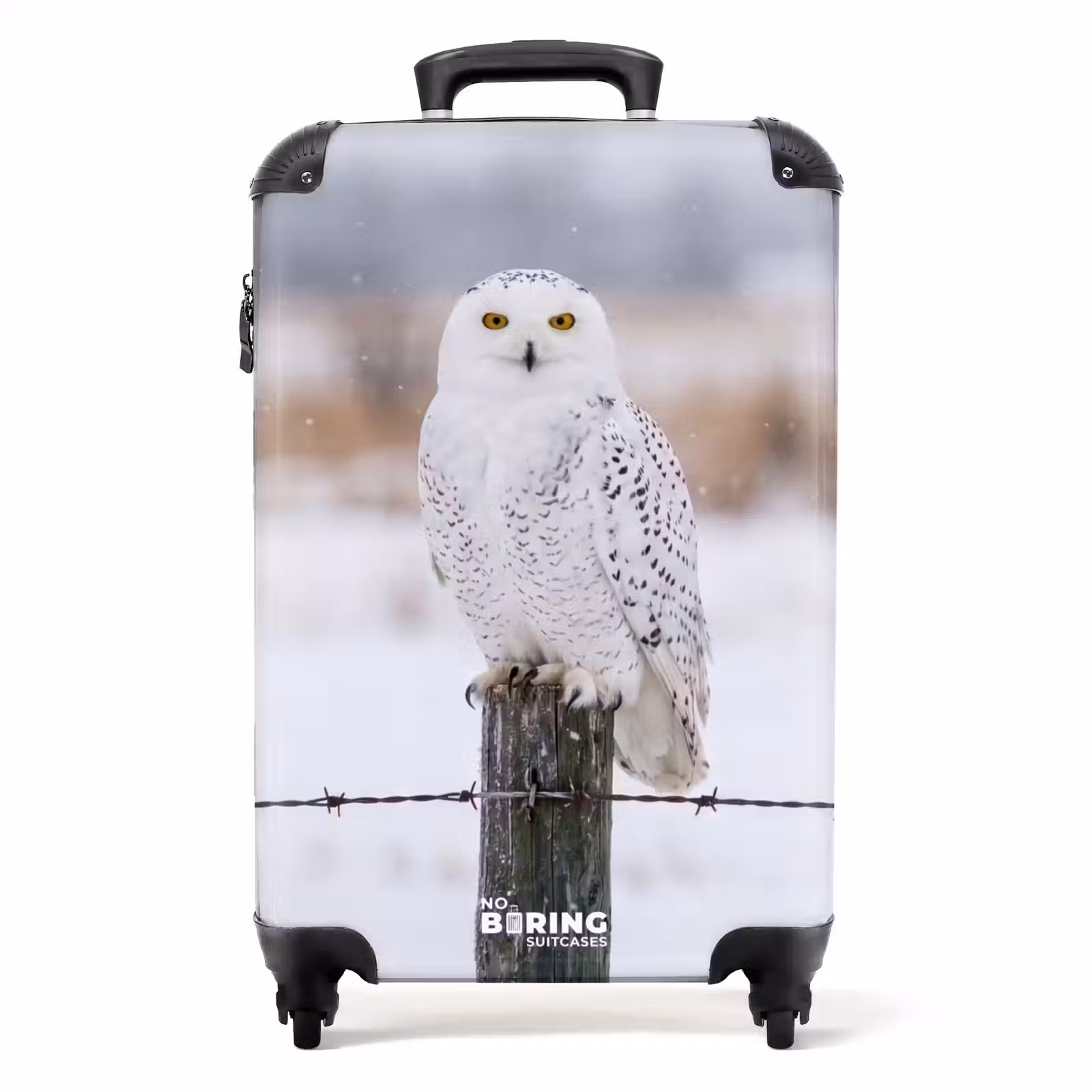 Suitcase - Snowy Owl - Fence - Snow - White — 1