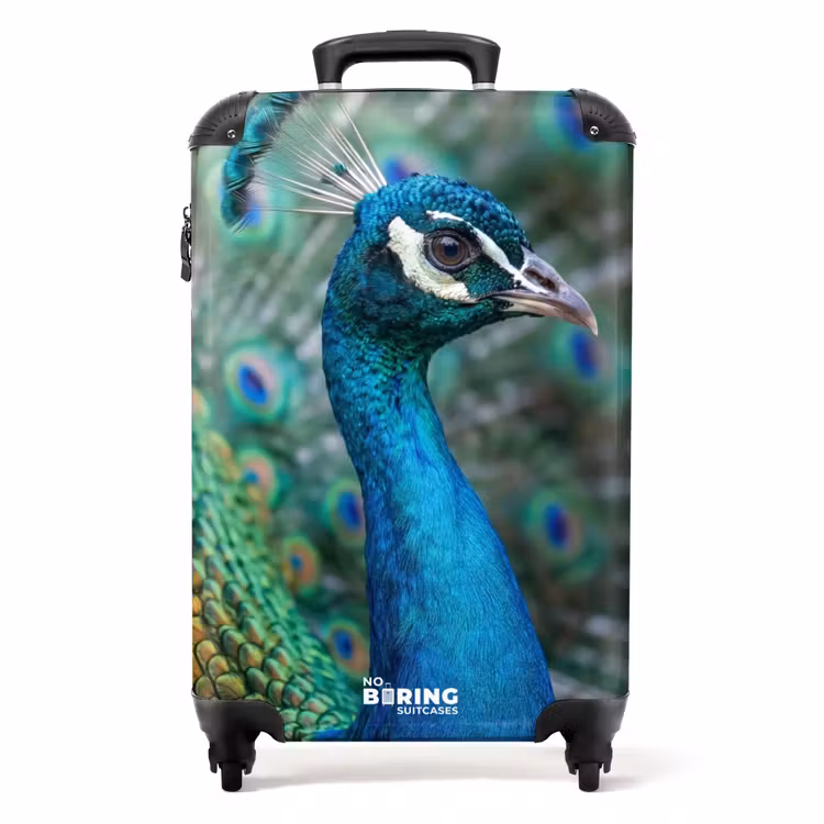Suitcase - Peacock - Feathers - Blue — 1