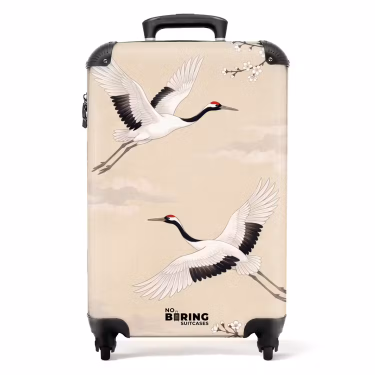 Suitcase - Cranes - Blossom - Beige — 1