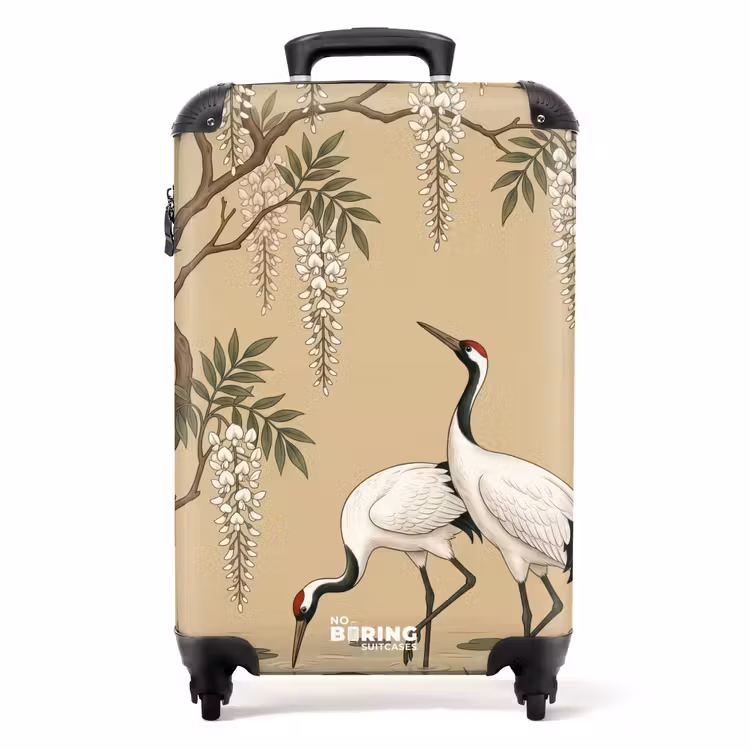 Suitcase - Cranes - Water - Beige — 1