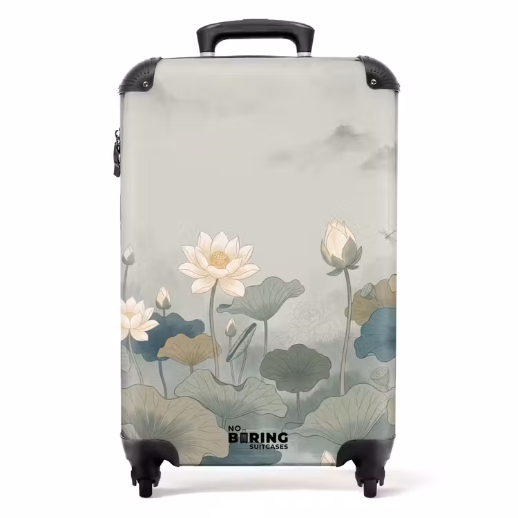 Suitcase - Lotus - Flowers - Green — 1