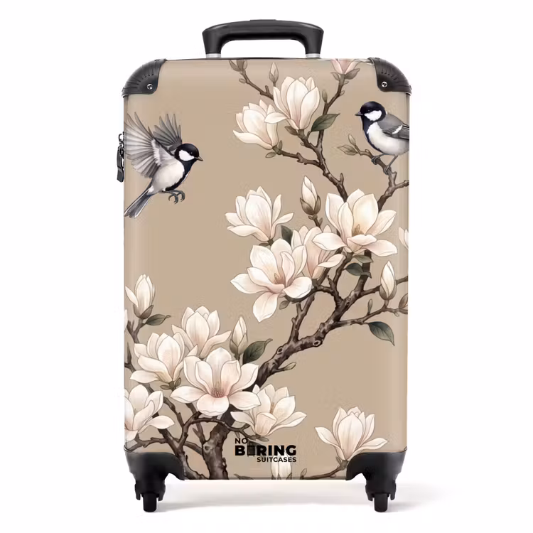 Suitcase - Oriental - Birds - Beige — 1
