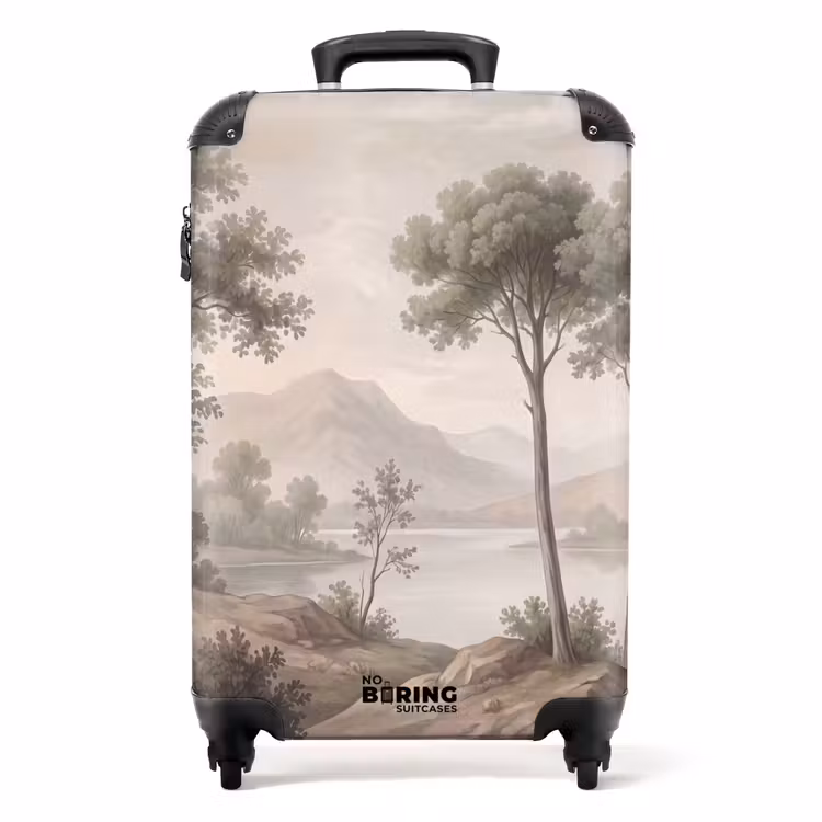 Suitcase - Trees - Lake - Mountains - Illustration — 1