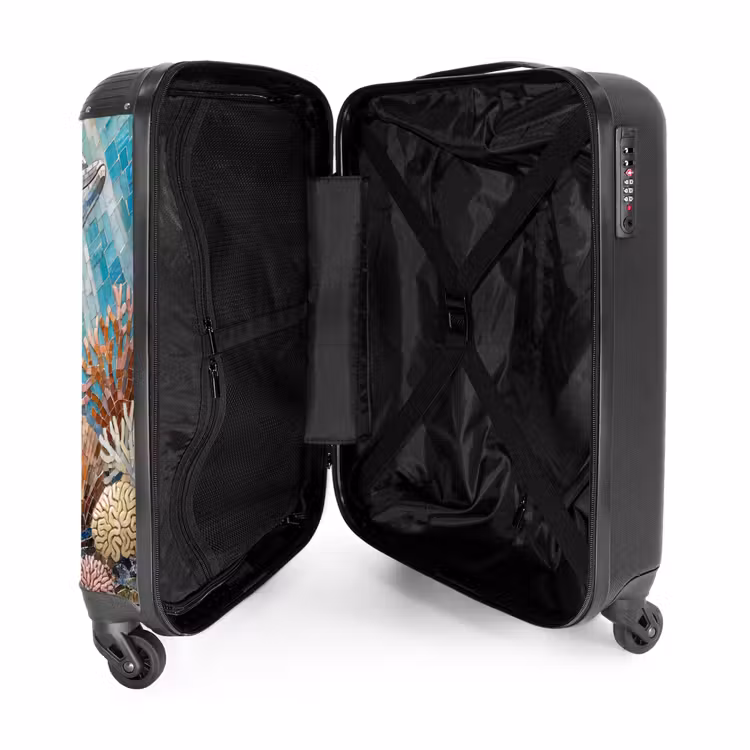 Suitcase - Animals - Mosaic - Ocean - Coral - Blue — 3
