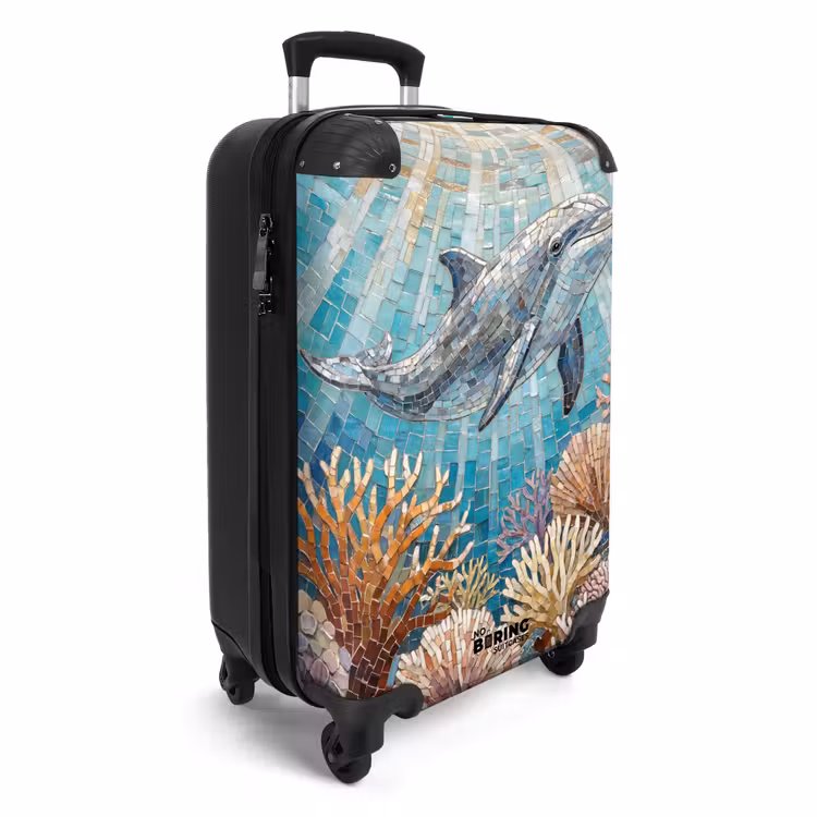 Suitcase - Animals - Mosaic - Ocean - Coral - Blue — 4