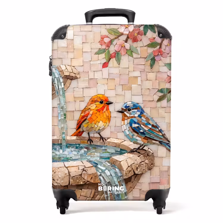 Suitcase - Bird - fountain - mosaic - colorful - animals — 1